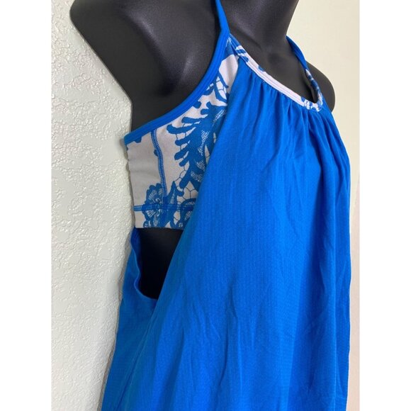 Lululemon Blue Racerback No Limits Tank Top W/ Built In Sports Bra Size Medium - Picture 2 of 11